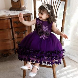 Robe de Princesse Violette Pour Fille et Bébé