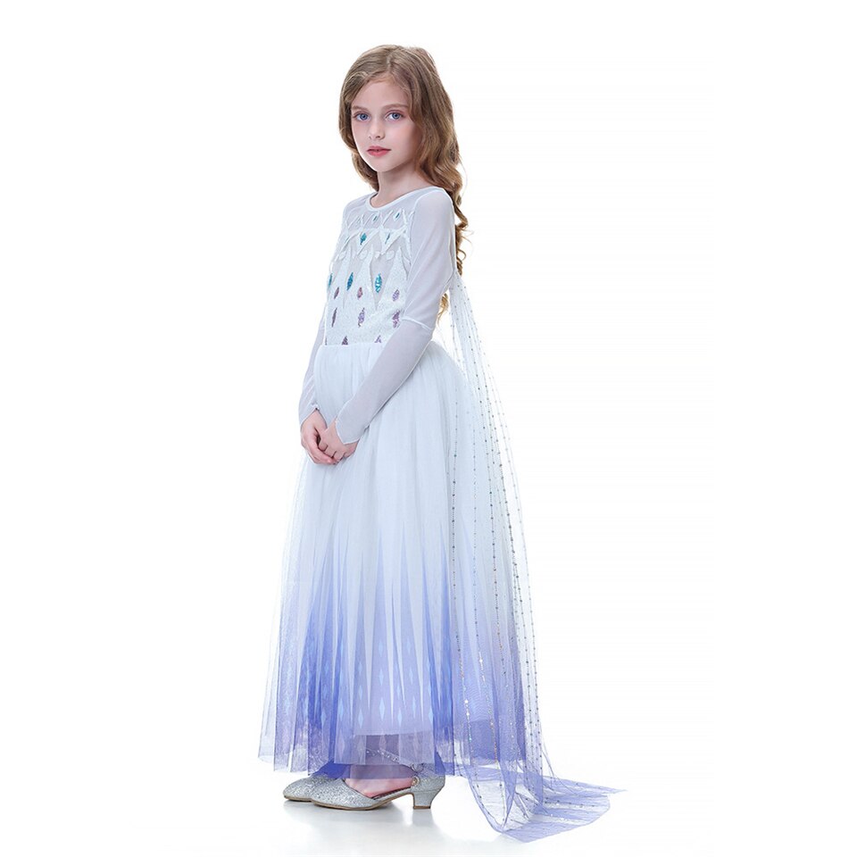 04 Elsa Robe Blanche # Robe Princesse Pour Filles Anna Elsa