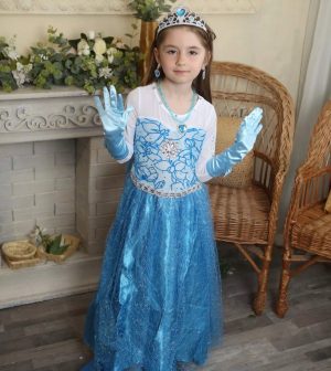 Robe Princesse Reine des Neiges Elsa Bleue