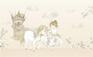 Papier Peint Princesse et sa Licorne