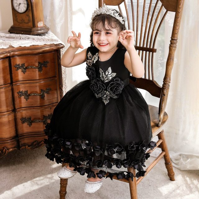 Robe Princesse Noire pour Bébé jusqu’à 4 Ans