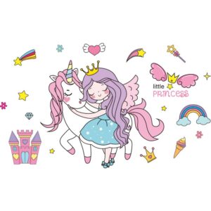 Sticker Licorne avec Princesse