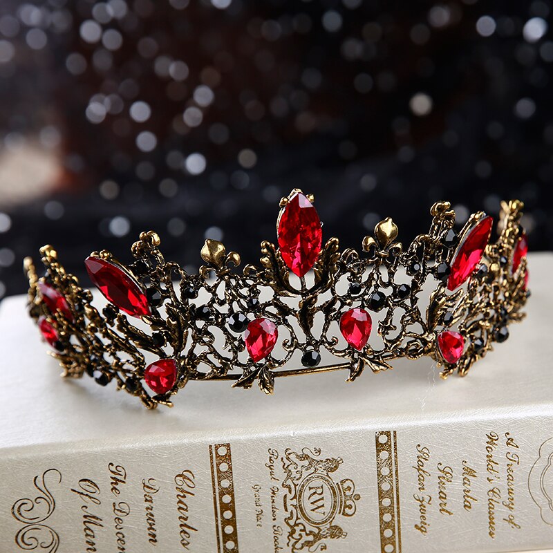 Couronne Princesse Baroque Dorée - Strass Et Perles, Diadème Mariée, Fête Adulte (16x13 Cm)