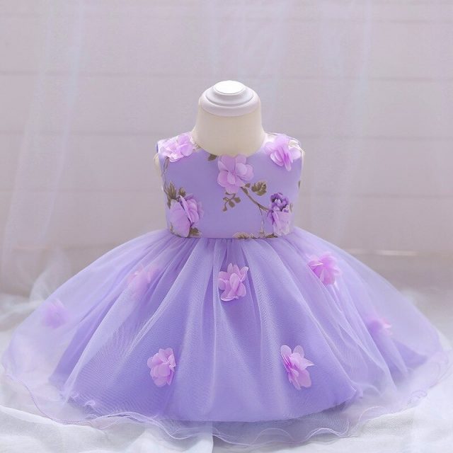 Robe Princesse Bébé Violette à Fleurs