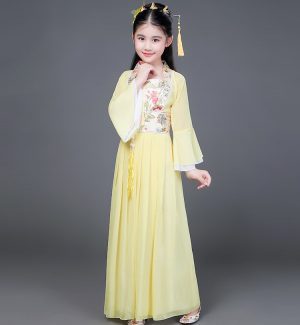 Robe Princesse Chinoise Jaune pour Fille