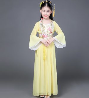 Robe Princesse Chinoise Jaune pour Fille