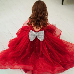 Robe Princesse Fillette Rouge pour Mariage