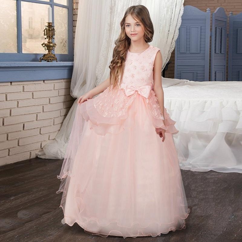 Robe Princesse Longue Beige Rosé pour Fille