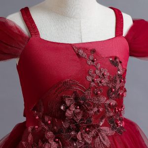 Robe Rouge de Princesse à Fleurs