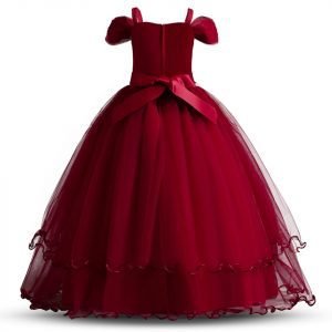 Robe Rouge de Princesse à Fleurs